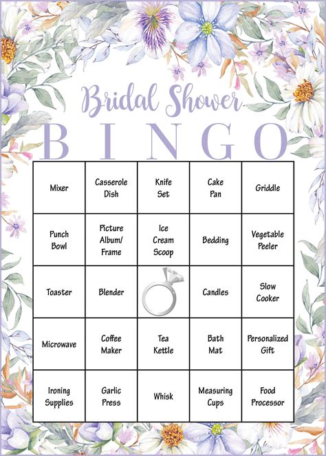 Printable Bridal Bingo
